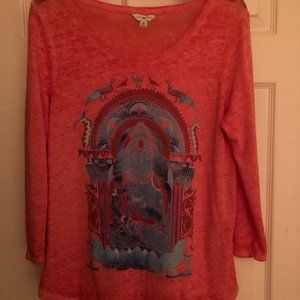 Lucky Lotus Ganesha Shirt - orange, 3/4 sleeves